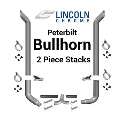 Peterbilt 359 Day Cab 8 Inch Bullhorn Lincoln Exhaust 2 Piece Package